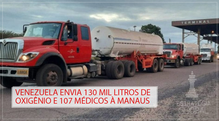 Venezuela envia 130 mil litros de oxigênio e 107 médicos a Manaus