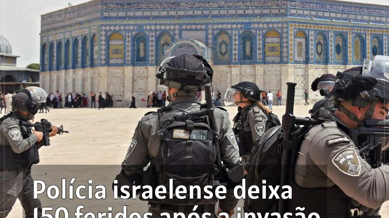 Mais de 150 palestinos feridos quando a polícia israelense invadiu a mesquita Al-Aqsa
