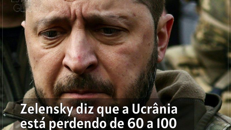 Zelensky diz que a Ucrânia está perdendo de 60 a 100 militares diariamente no leste do país