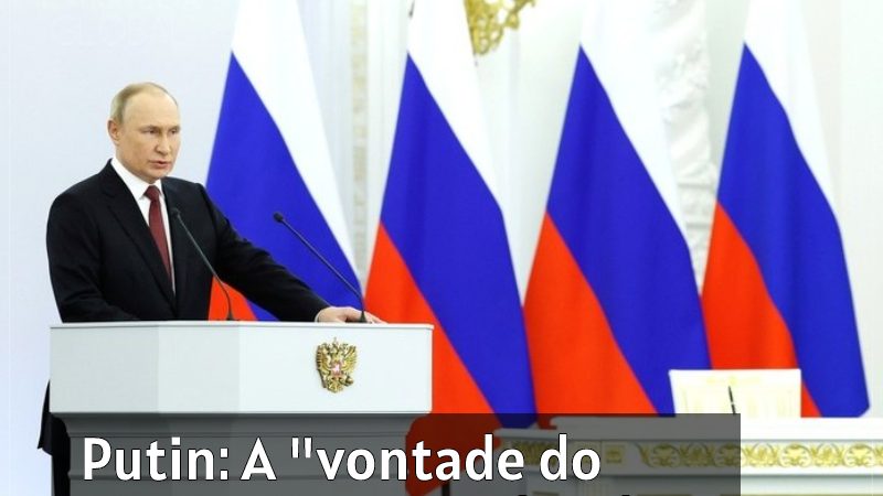 A “vontade do povo” contra a “ditadura do Ocidente”: Principais pontos do discurso de Putin na assinatura dos tratados de adesão